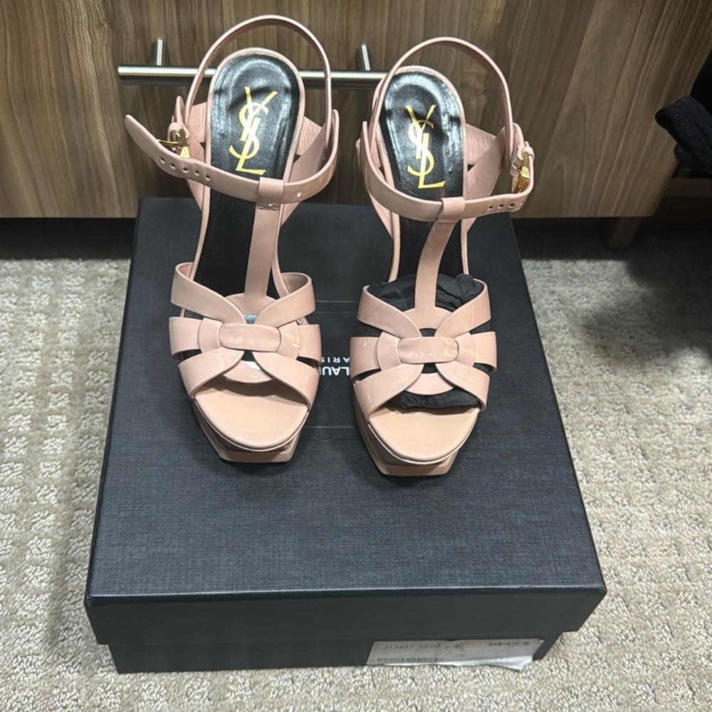 YSL TRIBUTE SANDAL PALE PINK 36, WORN INCE